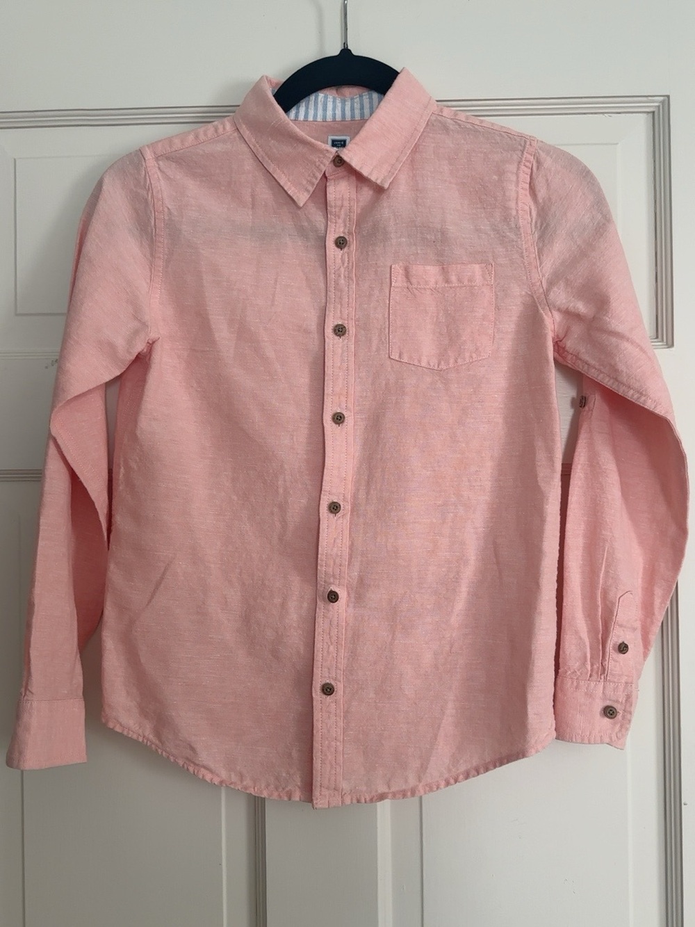 Janie and Jack Boys peach/orange Long Sleeve Button-Down Shirt – Size 10